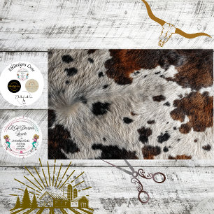 Decoupage Rustic Cowhide White Brown Black Tones Tissue Paper