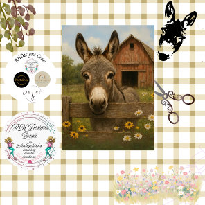 Decoupage Rustic Donkey Farm Scene Tissue Paper