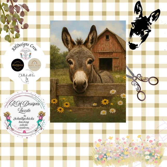 Decoupage Rustic Donkey Farm Scene Tissue Paper (Creator Uploaded)
