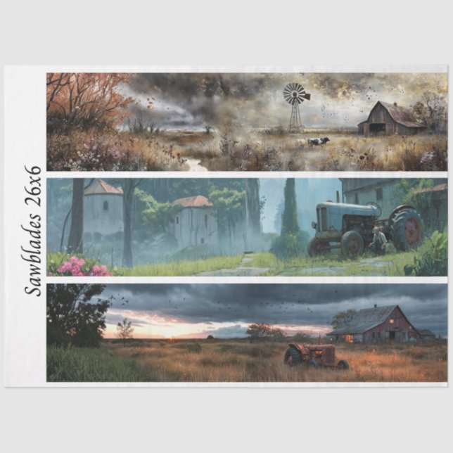 Decoupage Rustic Farm Style 26x6 for Handsaws Tissue Paper (Front)