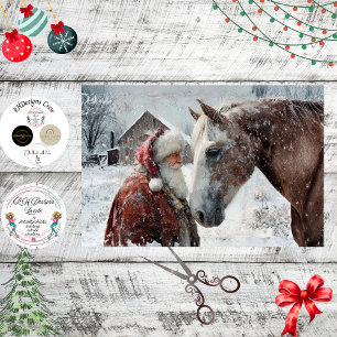 Decoupage Rustic Landscape Santa & His Horse Tissue Paper