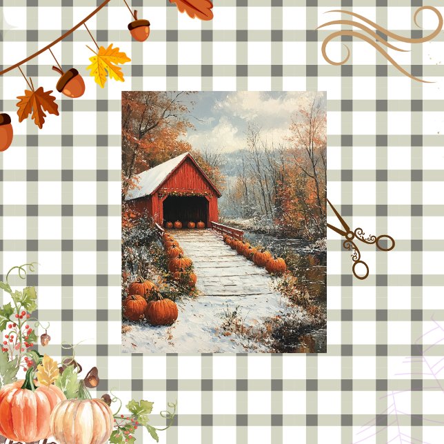 Decoupage Rustic Red Barn Fall Pumpkin Season  Tissue Paper (Creator Uploaded)