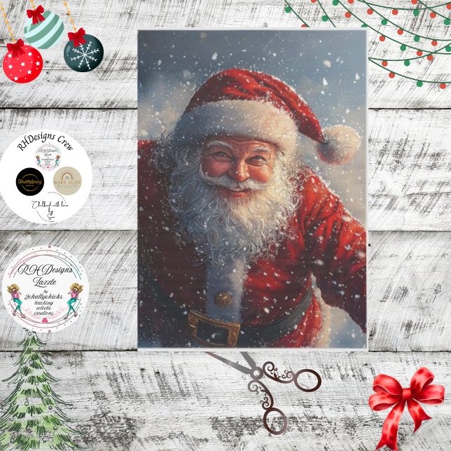 Decoupage Saint Nick In The Snow  Tissue Paper (Creator Uploaded)