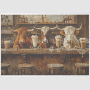Decoupage Saloon Scene Bar Cows Country Tissue Paper