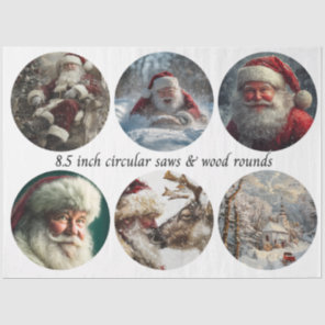 Decoupage Santa Circular Saw Designs 8.5"  Tissue Paper