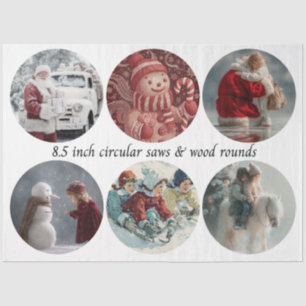 Decoupage Santa Circular Saw Designs 8.5" Tissue Paper