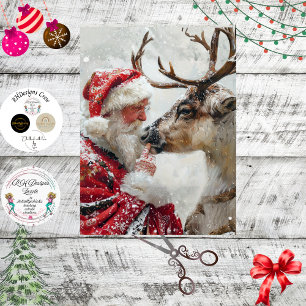 Decoupage Santa Reindeer "North Pole Whimsy" Tissue Paper