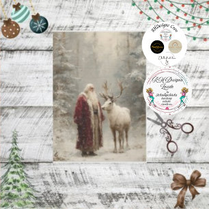 Decoupage Santa Rudolph Enchanted Winter Scene Tissue Paper