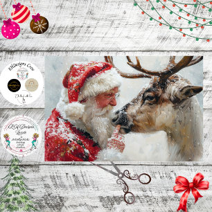 Decoupage Santa Rudolph Landscape North Pole  Tissue Paper