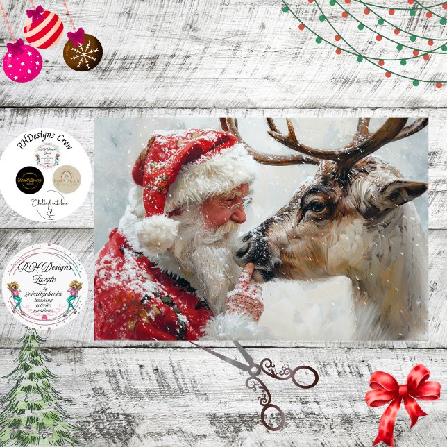 Decoupage Santa Rudolph Landscape North Pole  Tissue Paper (Creator Uploaded)