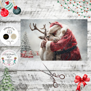 Decoupage Santa & Rudolph Praying Christmas Eve Tissue Paper