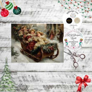 Decoupage Santa Winter Sleigh Ride Scene Tissue Paper