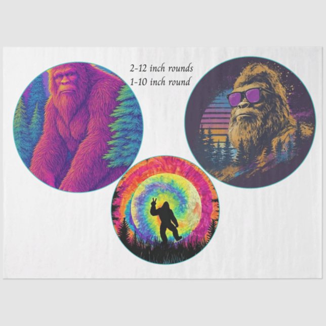 Decoupage Sasquatch 12 inch rounds & 10 inch round Tissue Paper (Front)