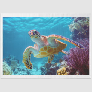 Decoupage Sea Turtle Digital Art for Furniture  Tissue Paper