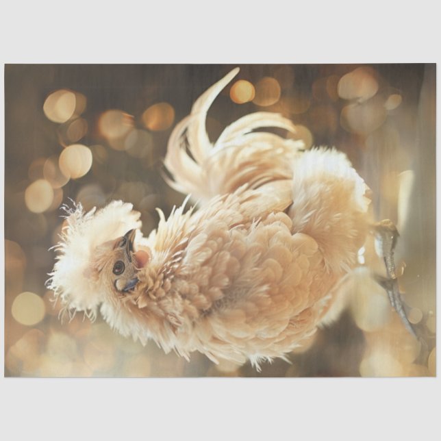 Decoupage Silkie Showgirl Chicken Fluffy Plumage Tissue Paper (Front)
