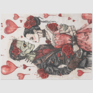 Decoupage Skeleton Couple Celebrating Valentine Tissue Paper