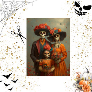 Decoupage Skeleton Family Festive Halloween Party Tissue Paper