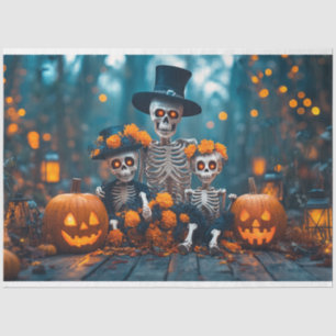 Decoupage Skeleton Family Halloween Tissue Paper