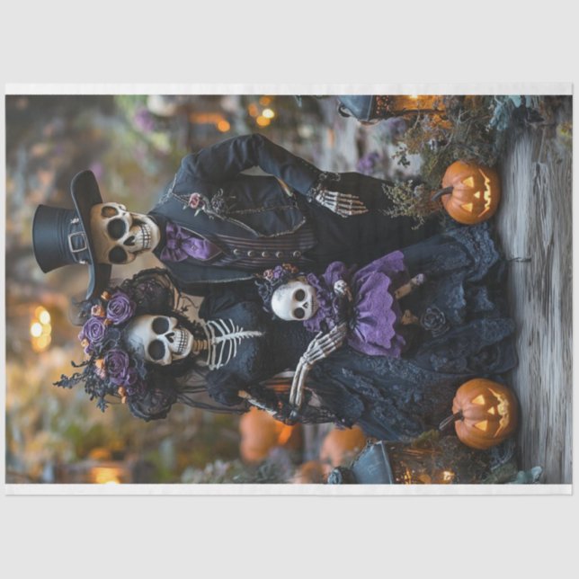 Decoupage Skeleton Family Portraits The Scaseltons Tissue Paper (Front)