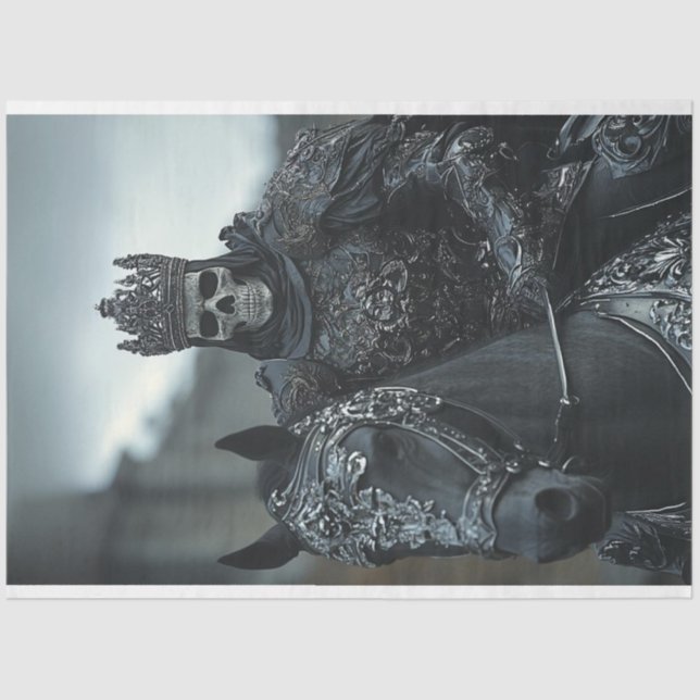 Decoupage Skeleton King Gothic Black Silver Attire Tissue Paper (Front)