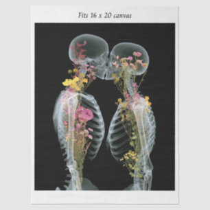 Decoupage Skeletons Kissing Fits 16x20 Canvas  Tissue Paper