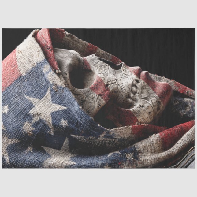 Decoupage Skull American Flag Impression  Tissue Paper (Front)