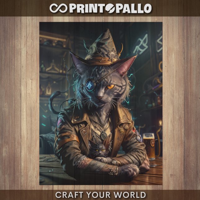 Decoupage - Sorceror cat in steampunk attire -  Tissue Paper (Creator Uploaded)