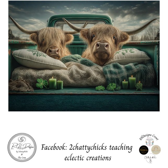 Decoupage St. Patrick Highland Vintage Truck  Tissue Paper (Creator Uploaded)