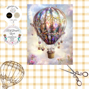 Decoupage Stained Glass Hot Air Balloon Tissue Paper
