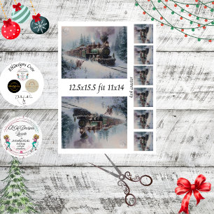 Decoupage Steam Engine Christmas Train Collage Tissue Paper