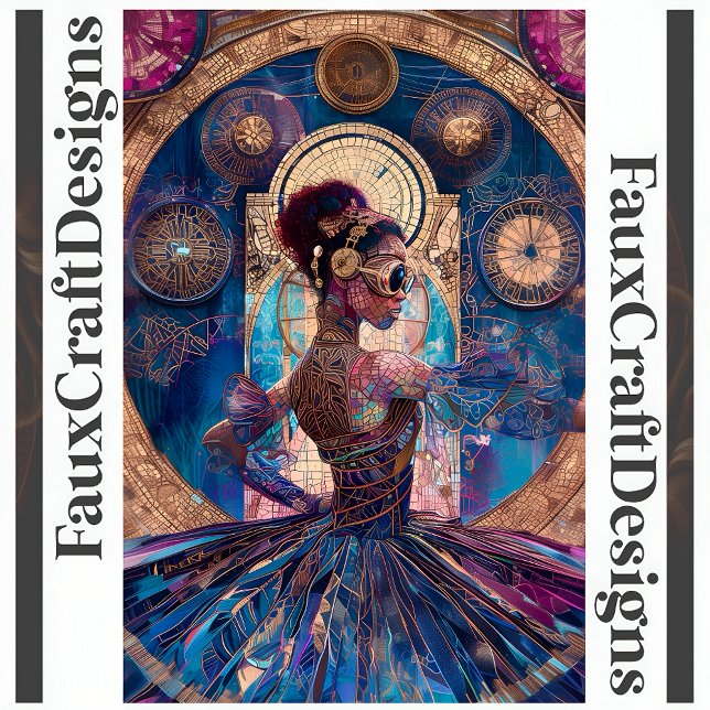 Decoupage Steampunk Ballerina Blue Faux Mosaic 060 Tissue Paper (Creator Uploaded)