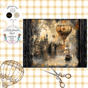 Decoupage Steampunk Balloon Ireland  Tissue Paper