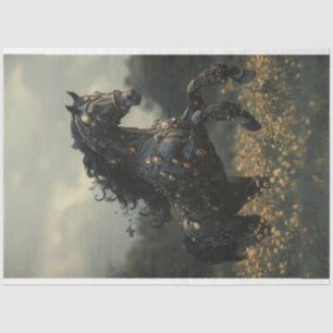 Decoupage Steampunk Black Stallion Horse Tissue Paper