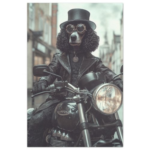 Decoupage Steampunk Black Standard Poodle Biker  Tissue Paper