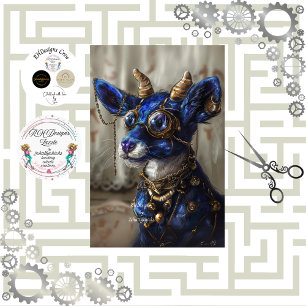 Decoupage Steampunk Blue Azure  Tissue Paper