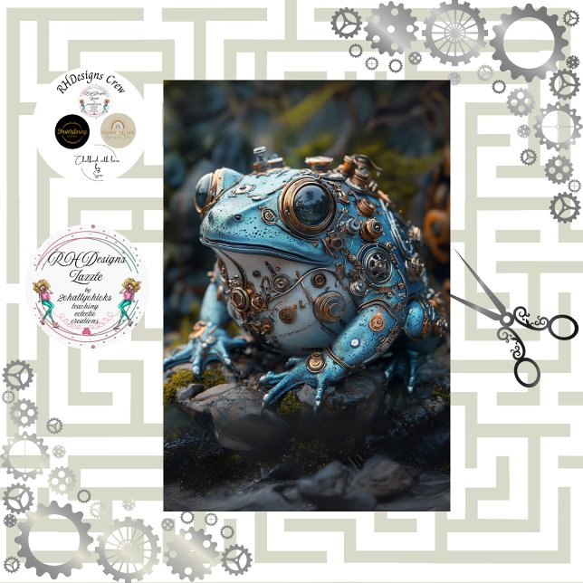 Decoupage Steampunk Blue Frog Tissue Paper (Creator Uploaded)