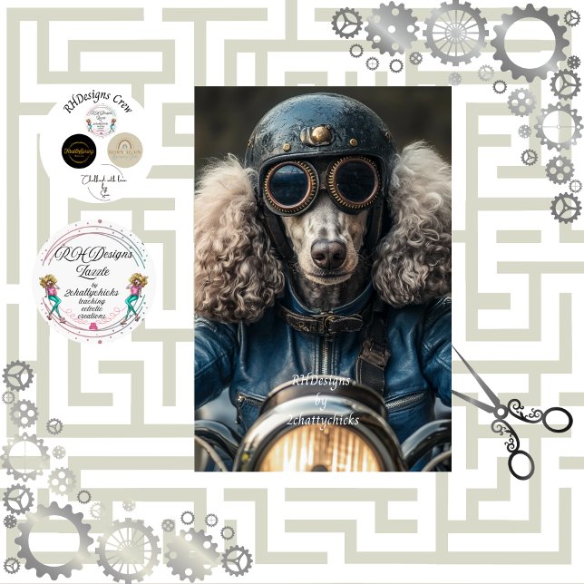 Decoupage Steampunk Blue Standard Poodle  Tissue Paper (Creator Uploaded)