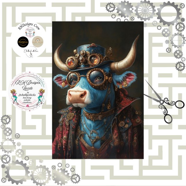 Decoupage Steampunk Bull Sir Brasshoof Tissue Paper (Creator Uploaded)