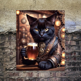 Decoupage - Steampunk cat drinking beer Wrapping Paper Sheets
