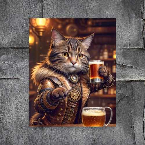 Decoupage _ Steampunk cat with beer _  Tissue Paper