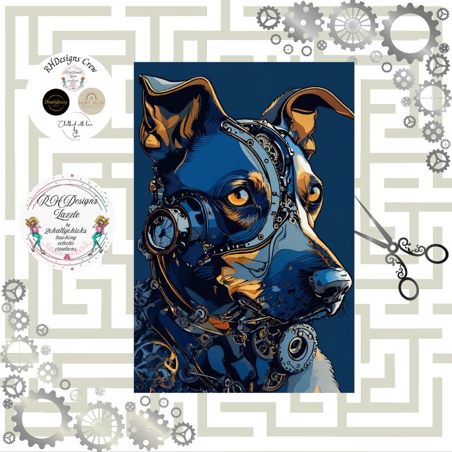 Decoupage Steampunk Cobalt Blue Dog Tissue Paper (Creator Uploaded)