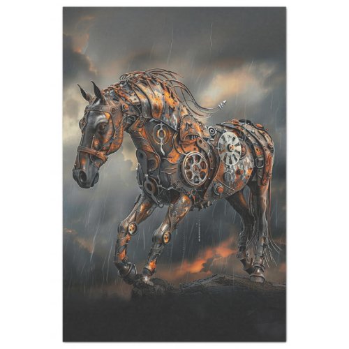 Decoupage Steampunk Copper Steed Majestic Horse Tissue Paper