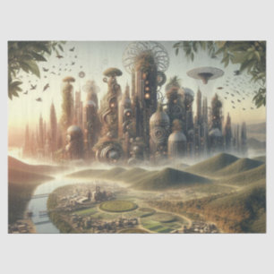 Decoupage Steampunk Garden City Fantasy City Tissue Paper