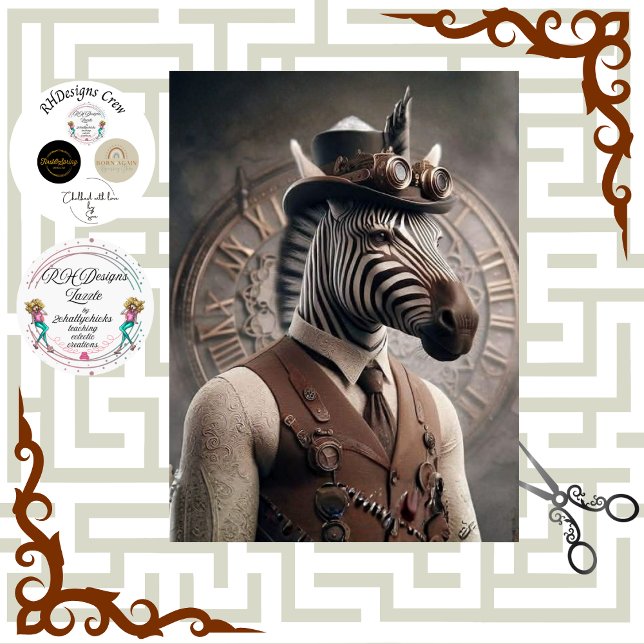 Decoupage Steampunk Gentleman Zebra Regalia  Tissue Paper (Creator Uploaded)