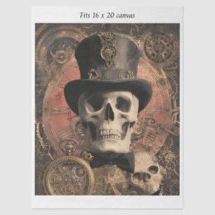 Decoupage Steampunk Gothic Skleton 16x20 Canvas Tissue Paper