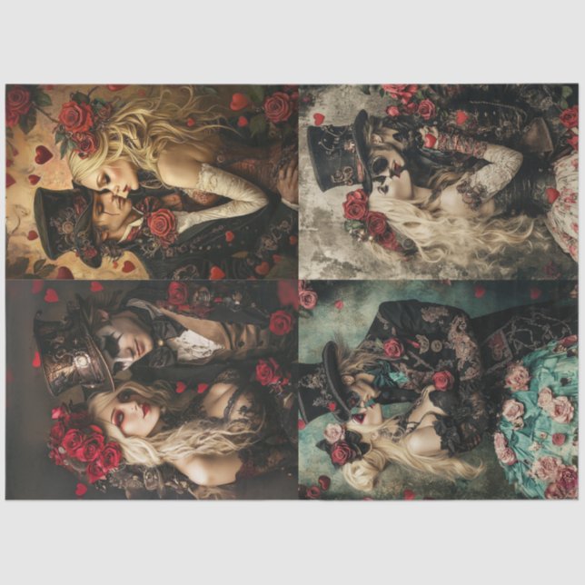 Decoupage Steampunk Gothic Valentine Couples (4) Tissue Paper (Front)