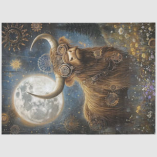 Decoupage Steampunk Highland Cow & Moon  Tissue Paper