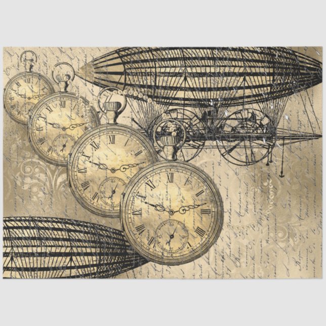 Decoupage steampunk Hindenburg Tissue Paper (Front)