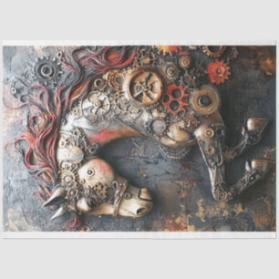 Decoupage Steampunk Iron Horse Gearheart Tissue Paper