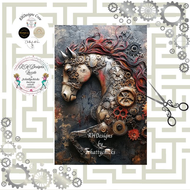 Decoupage Steampunk Iron Horse Gearheart  Tissue Paper (Creator Uploaded)